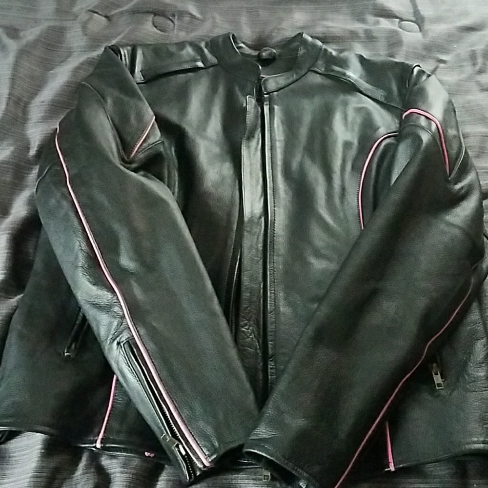 Black leather riding jacket